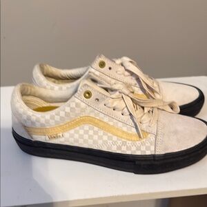 VANS Old Skool Pro Lizzie Aramanto Men Sz.8 Beig Black Checkerboard Hairy Suede